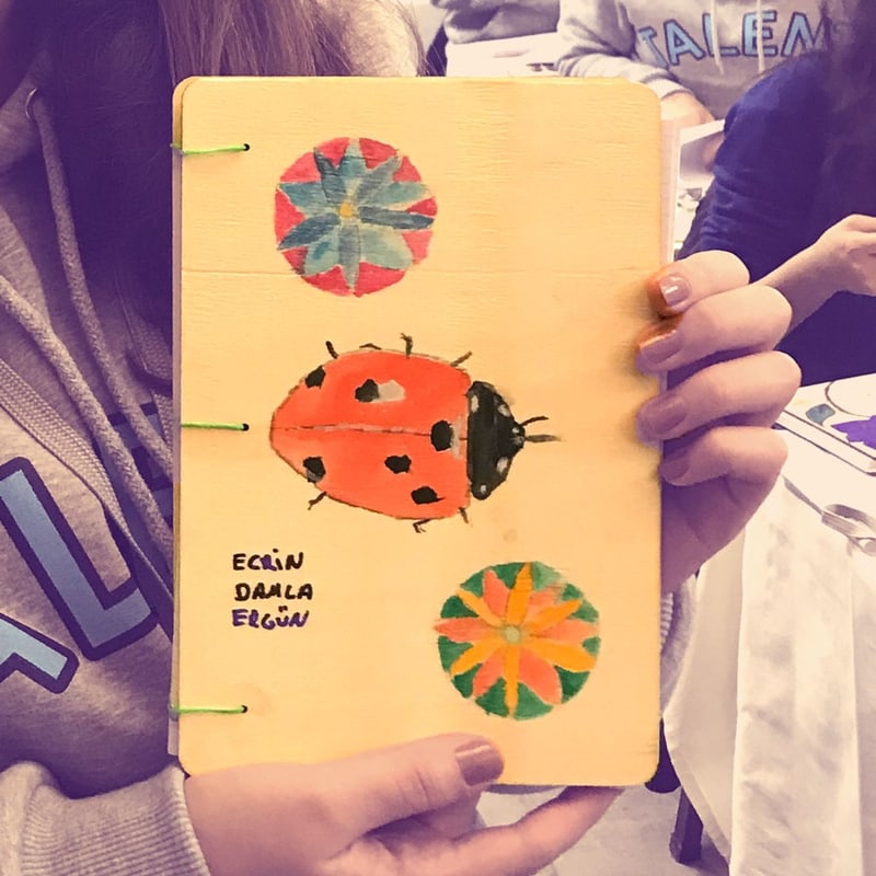 Personalized wooden notebook with floral design